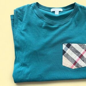 Boy’s Teal Pocket T-Shirt with Checkered Accent 12Y